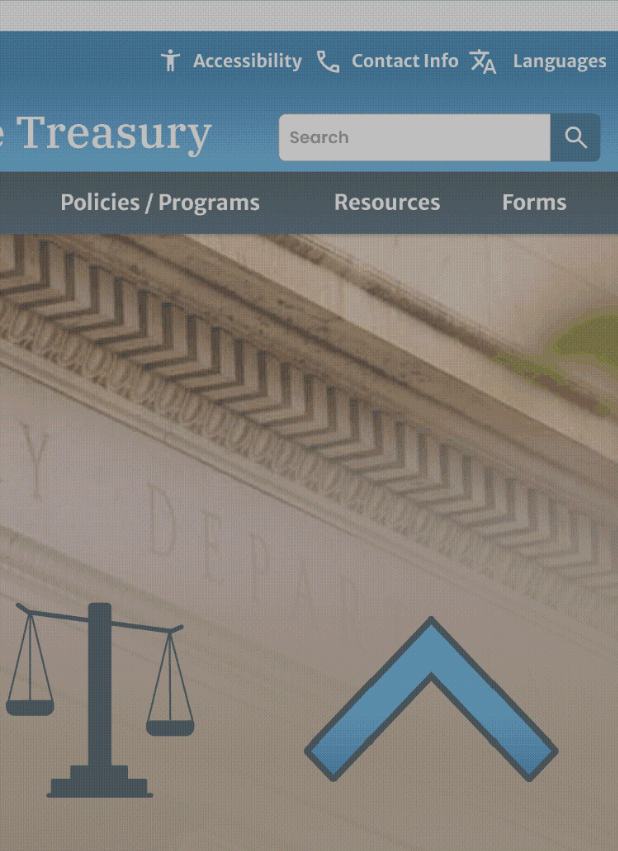 snippet of Treasury before header section