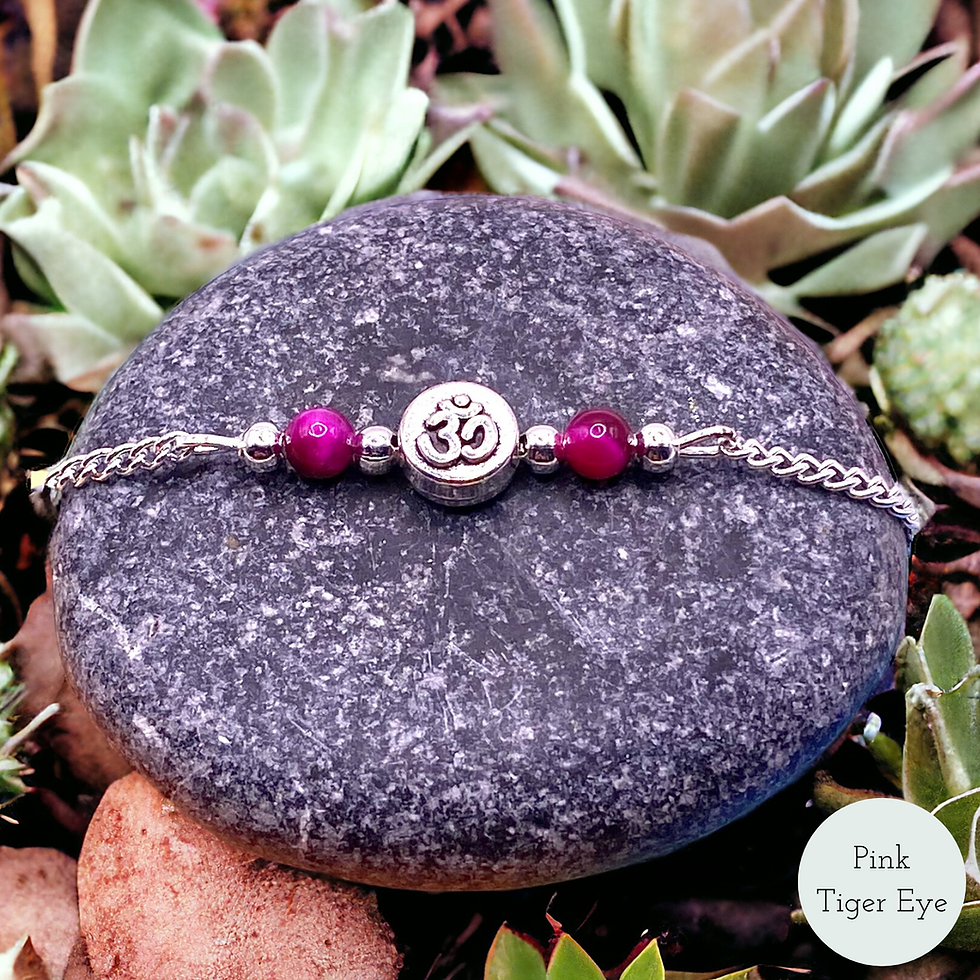 Thumbnail: Om Bracelet with Natural Gemstone