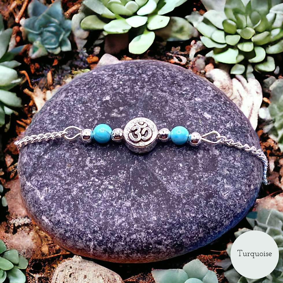 Thumbnail: Om Bracelet with Natural Gemstone
