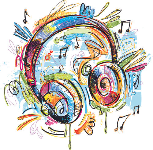 Colorful headphone art