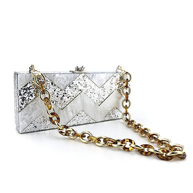 Clutch fashion silver cu lanț animal print Sophie