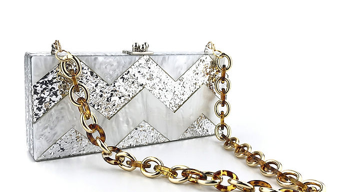 Clutch fashion silver cu lanț animal print Sophie