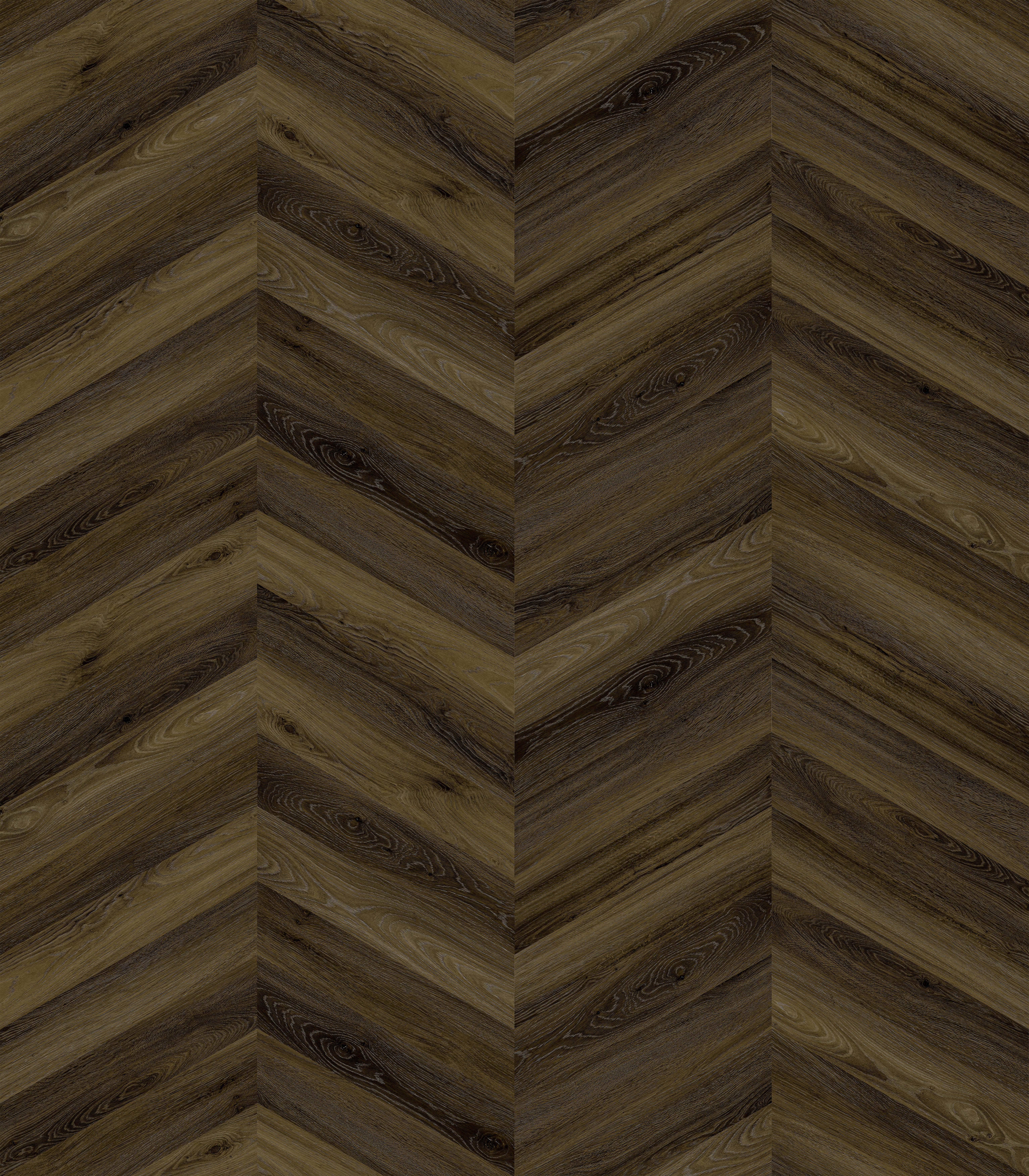Varied Dark Oak contrasting Wood Effect Flooring in Chevron Pattern