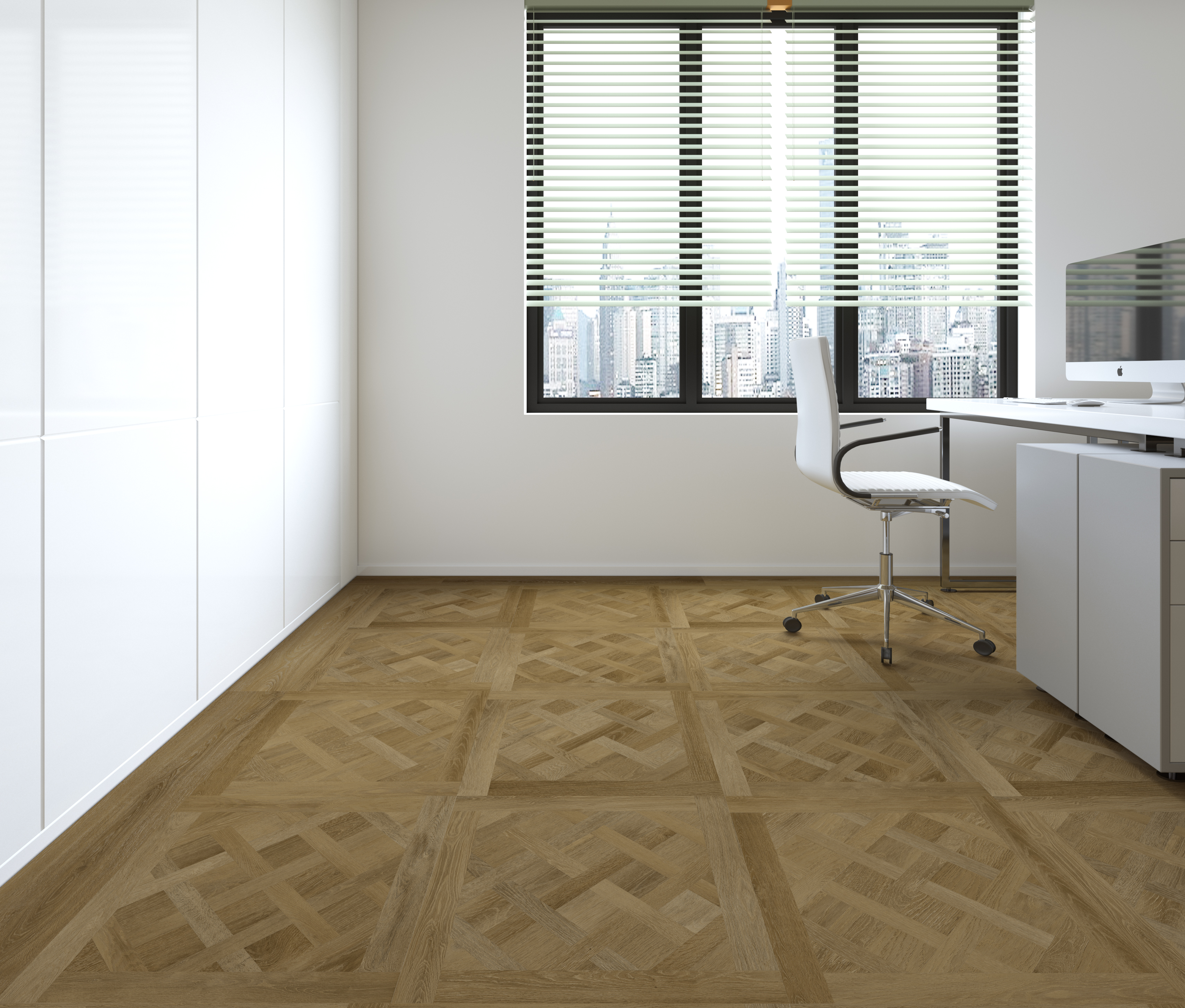 PlusFloor LVT in a dreamy dark wood diamond pattern