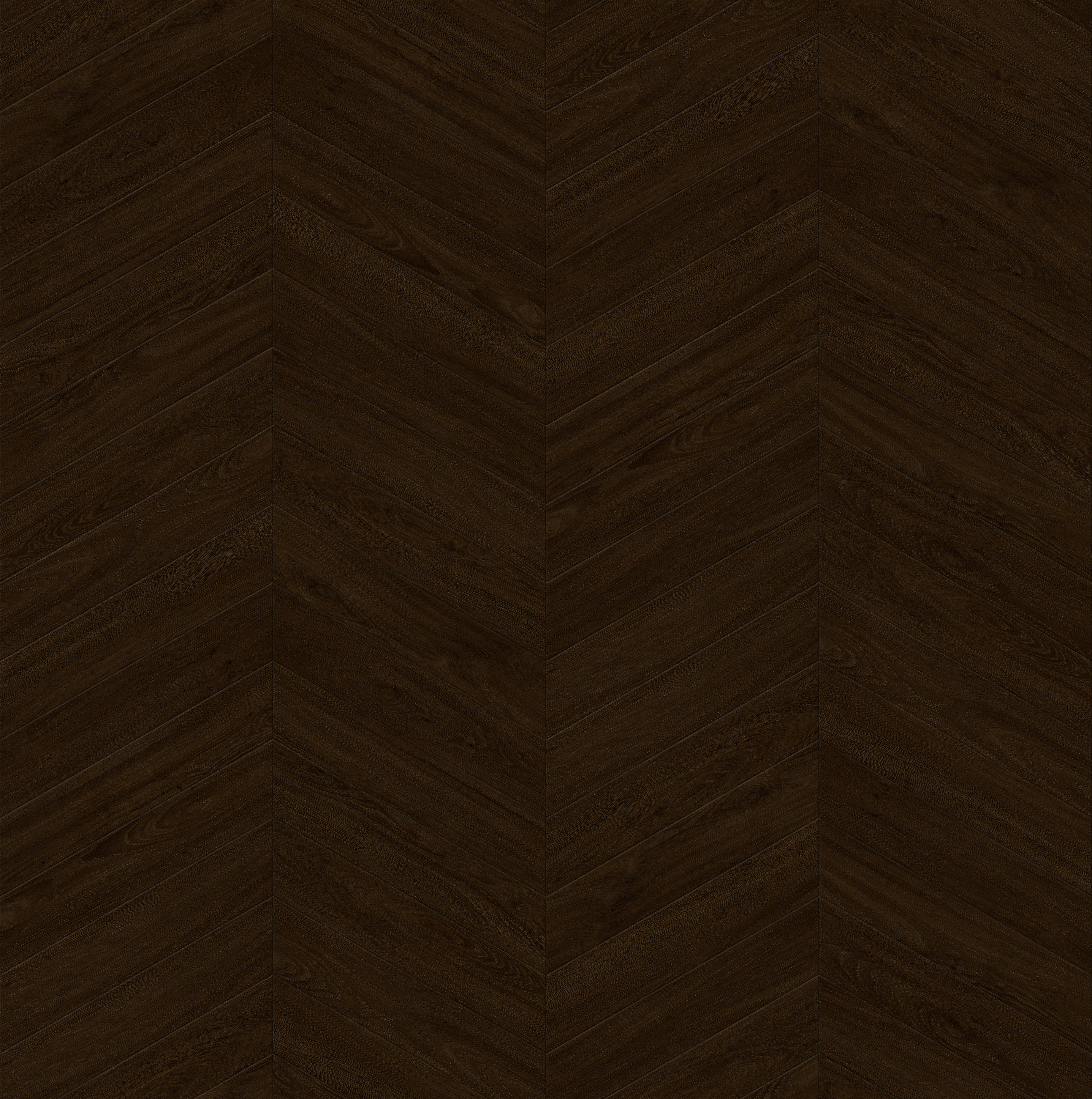 A dark walnut wood effect floor in a chevron design