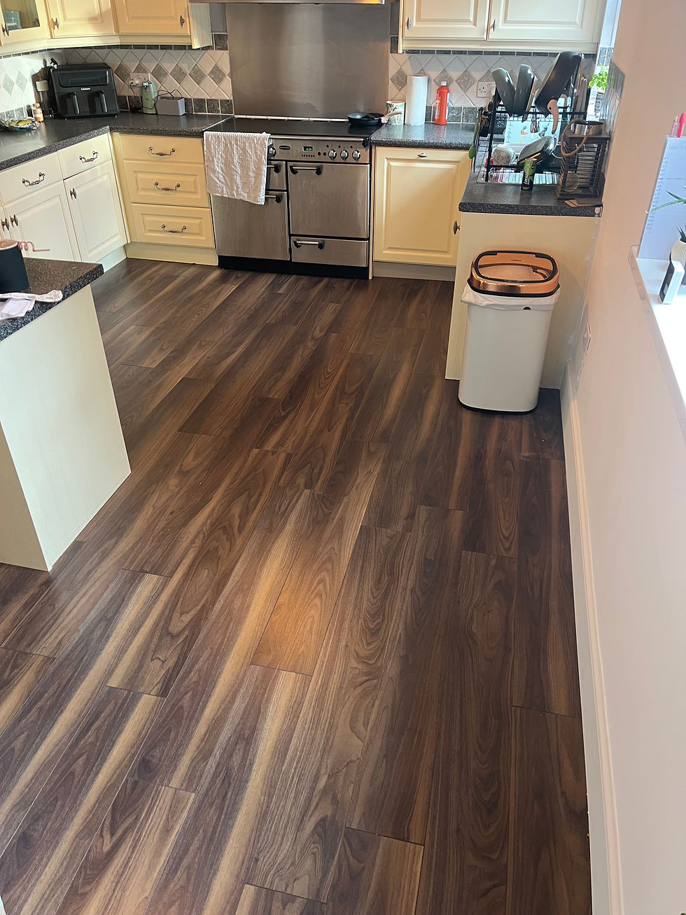 Dark Laminate Flooring in a Kitchen