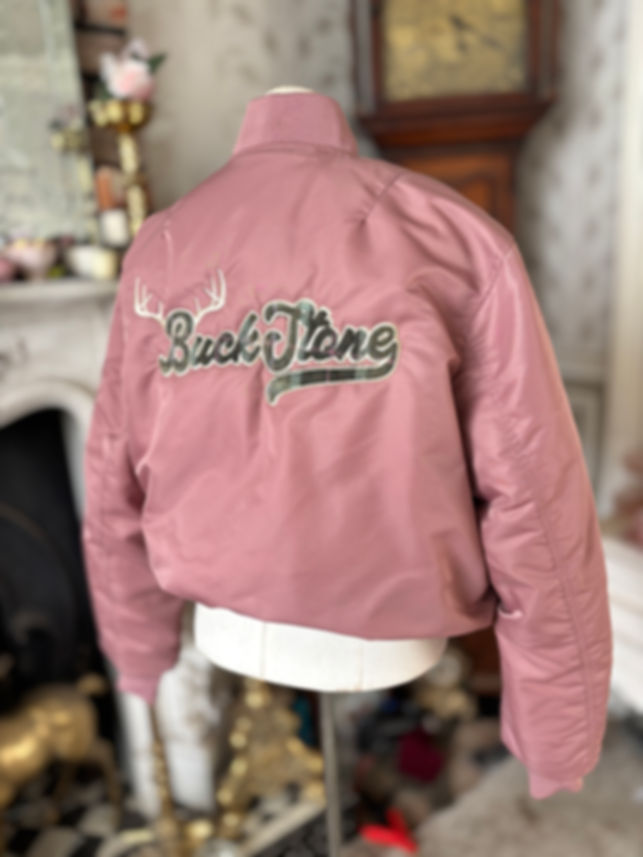 Sakura Blossom Pink Tweedy Bomber Jacket