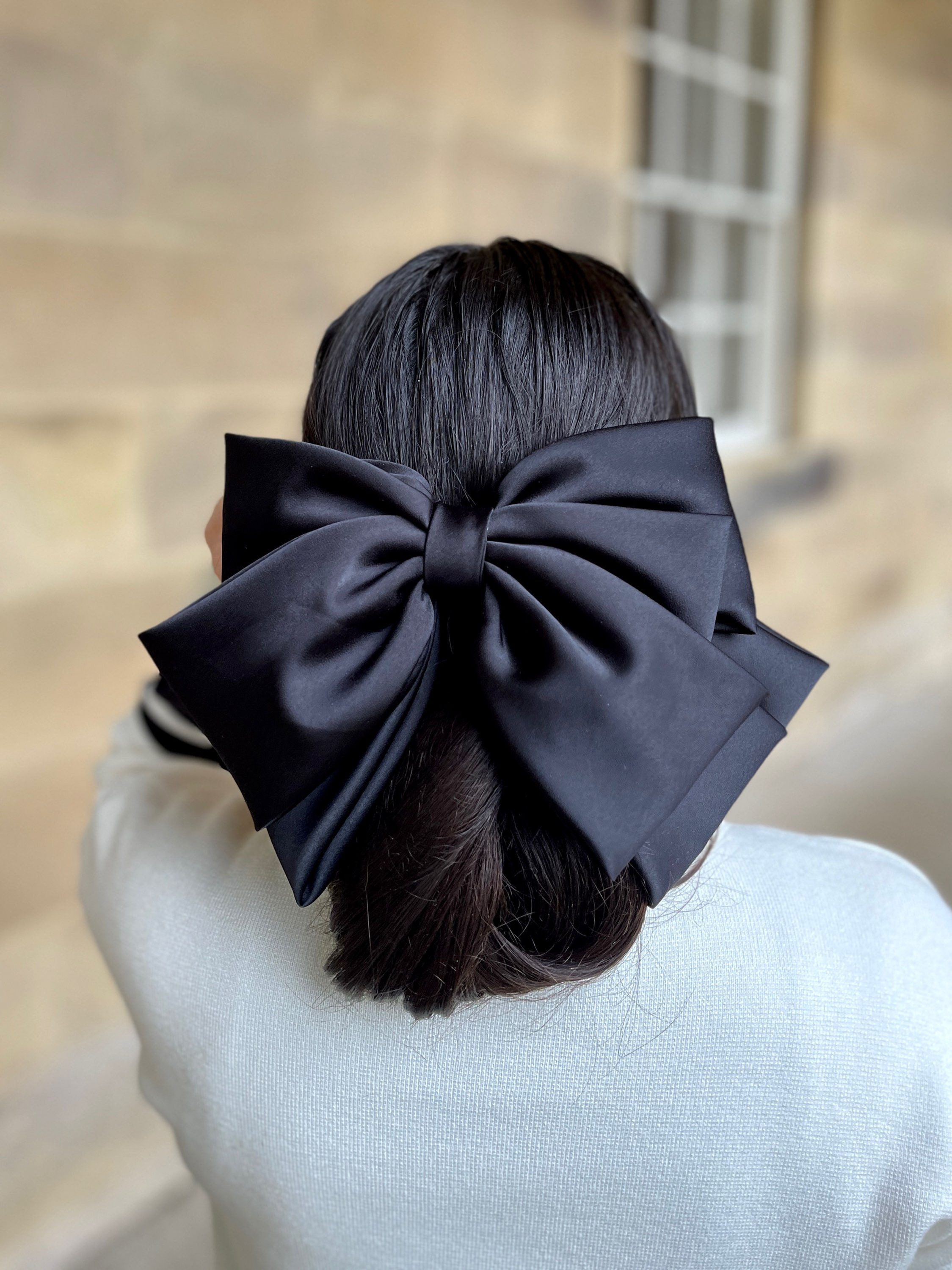 Plain Black Oversized Hair Bow Clip