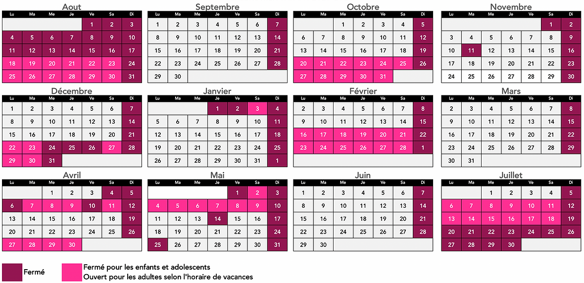 Calendrier 2025-2026 enfant et adultes - Choreart