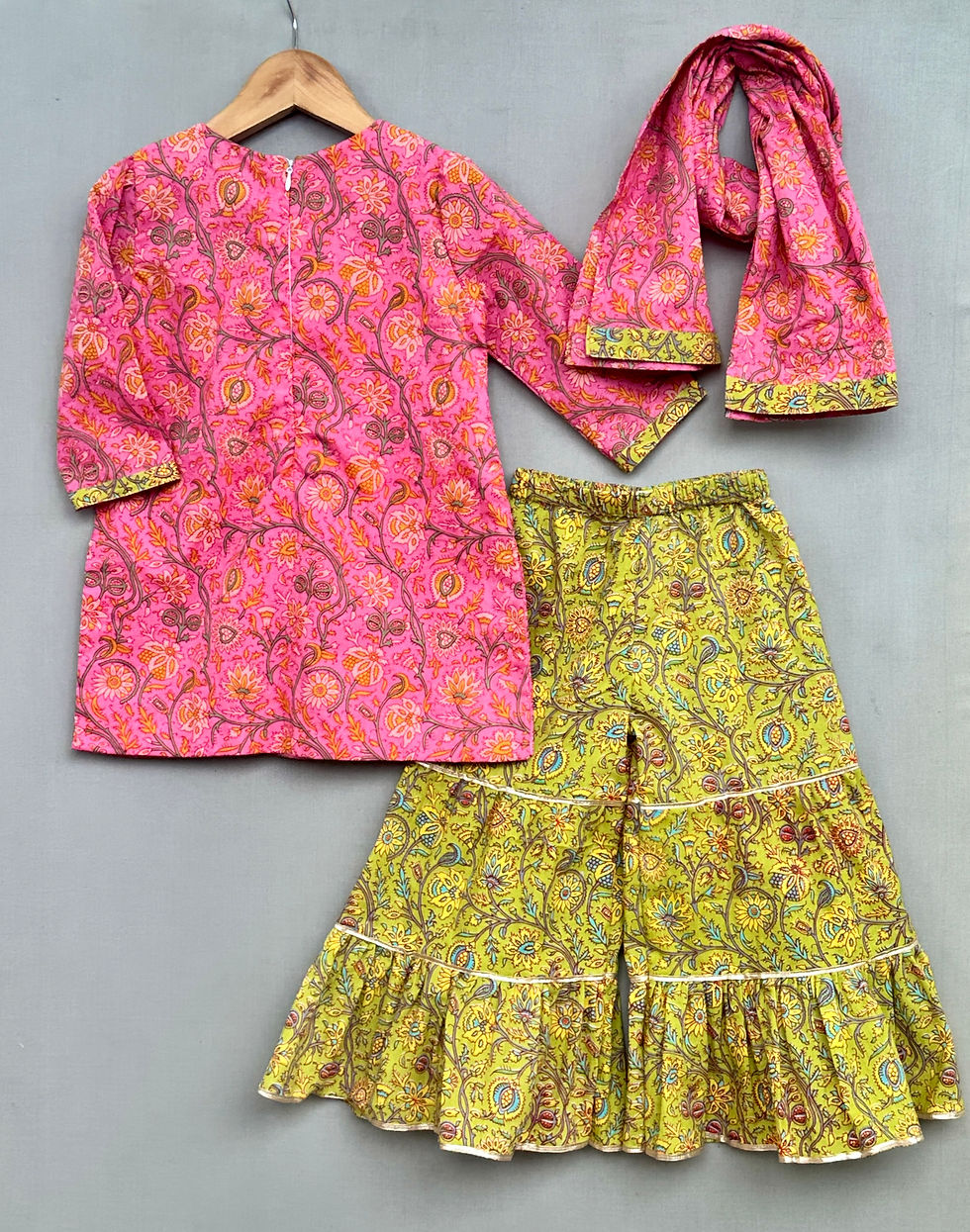 Thumbnail: Pink Floral Sharara Set with Dupatta