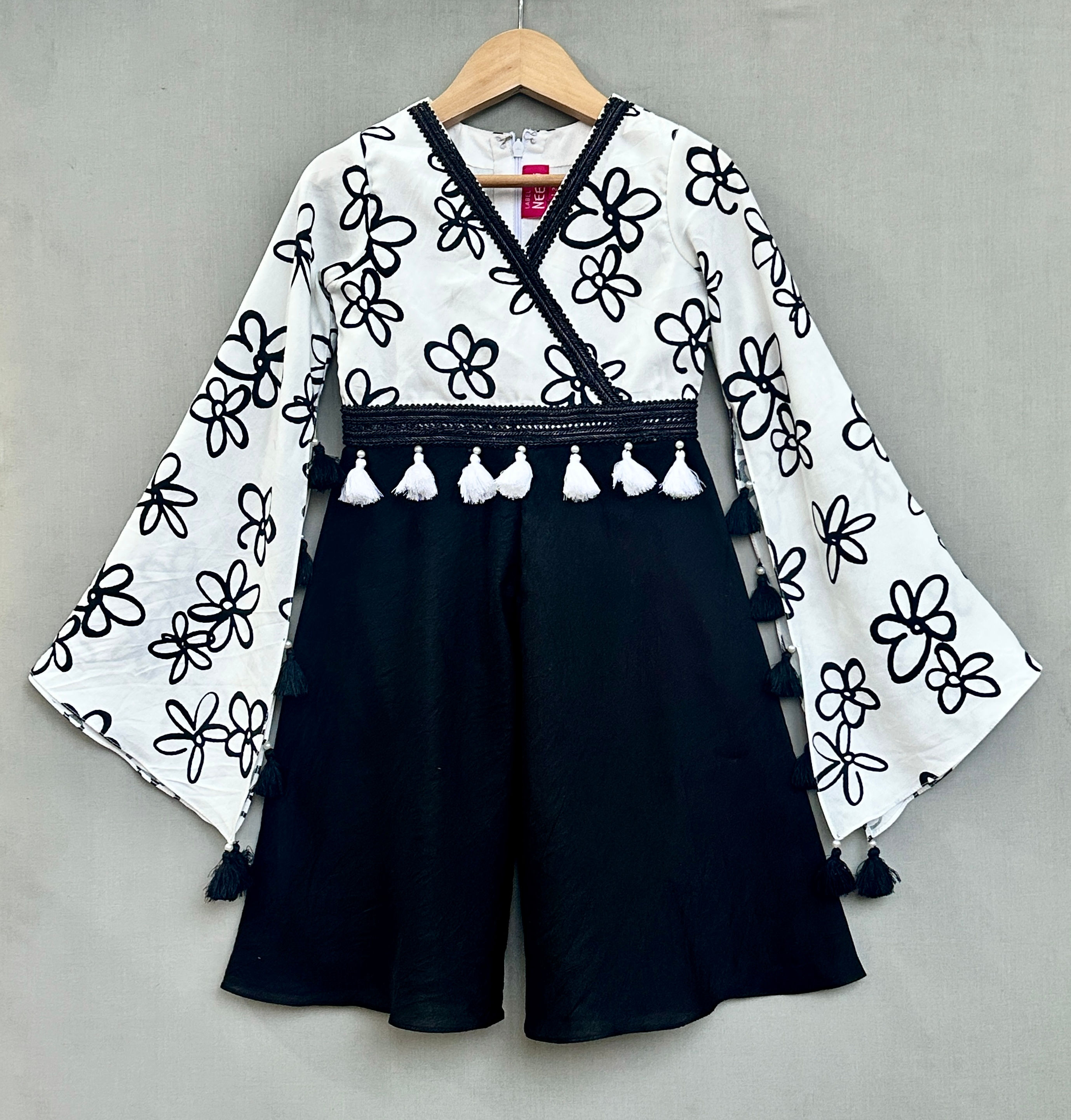 Stylish Black & White Floral Jumpsuit