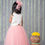 Thumbnail: 3D Hand Embroidered Top with Pink Tulle Skirt