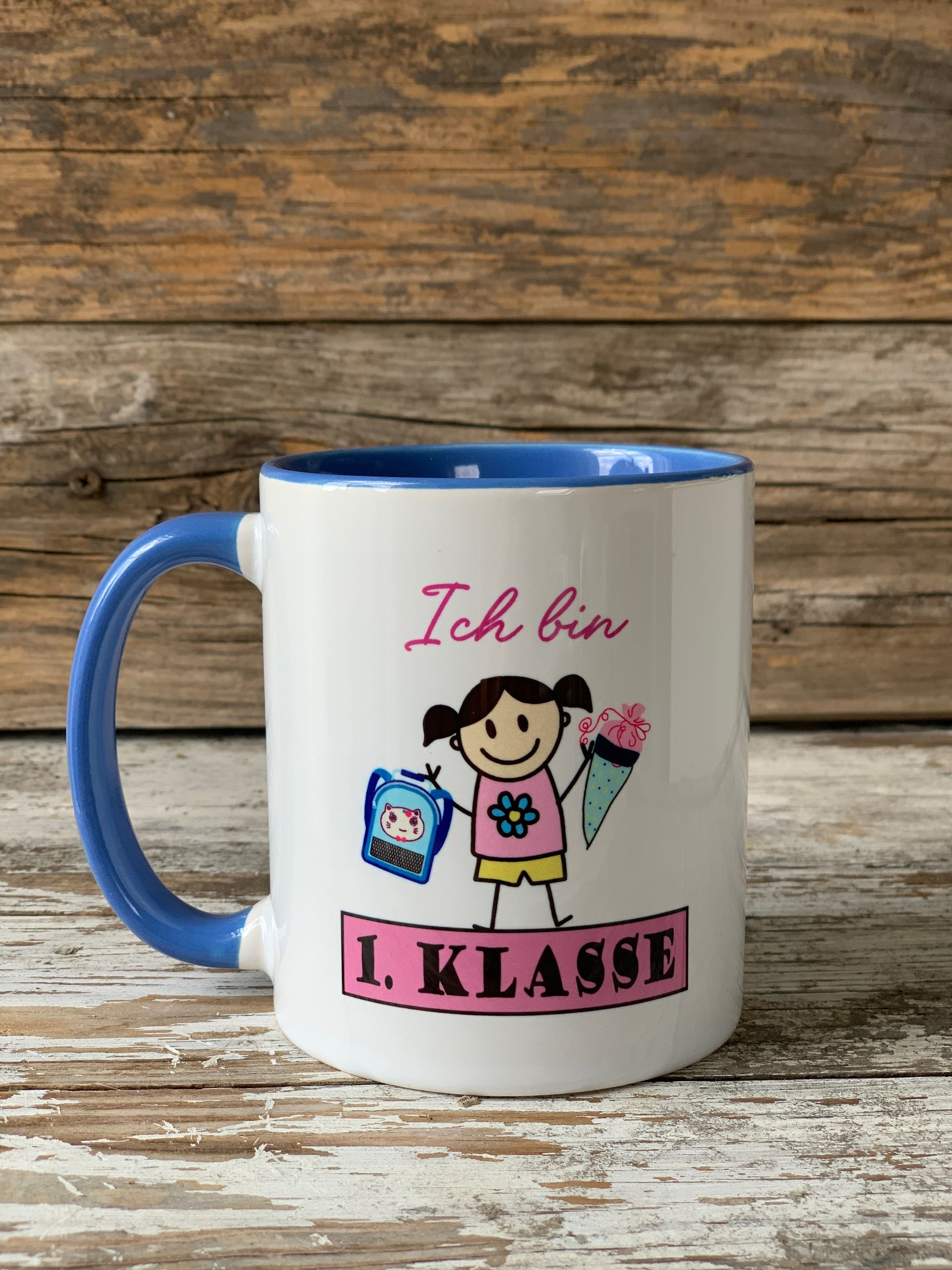 Tasse Schulkind Mädchen  „Ich bin 1.Klasse!“