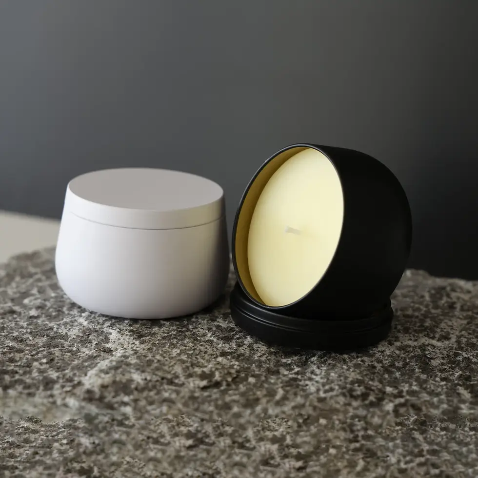 Candela barattolo tondo Bianco-Nero 001