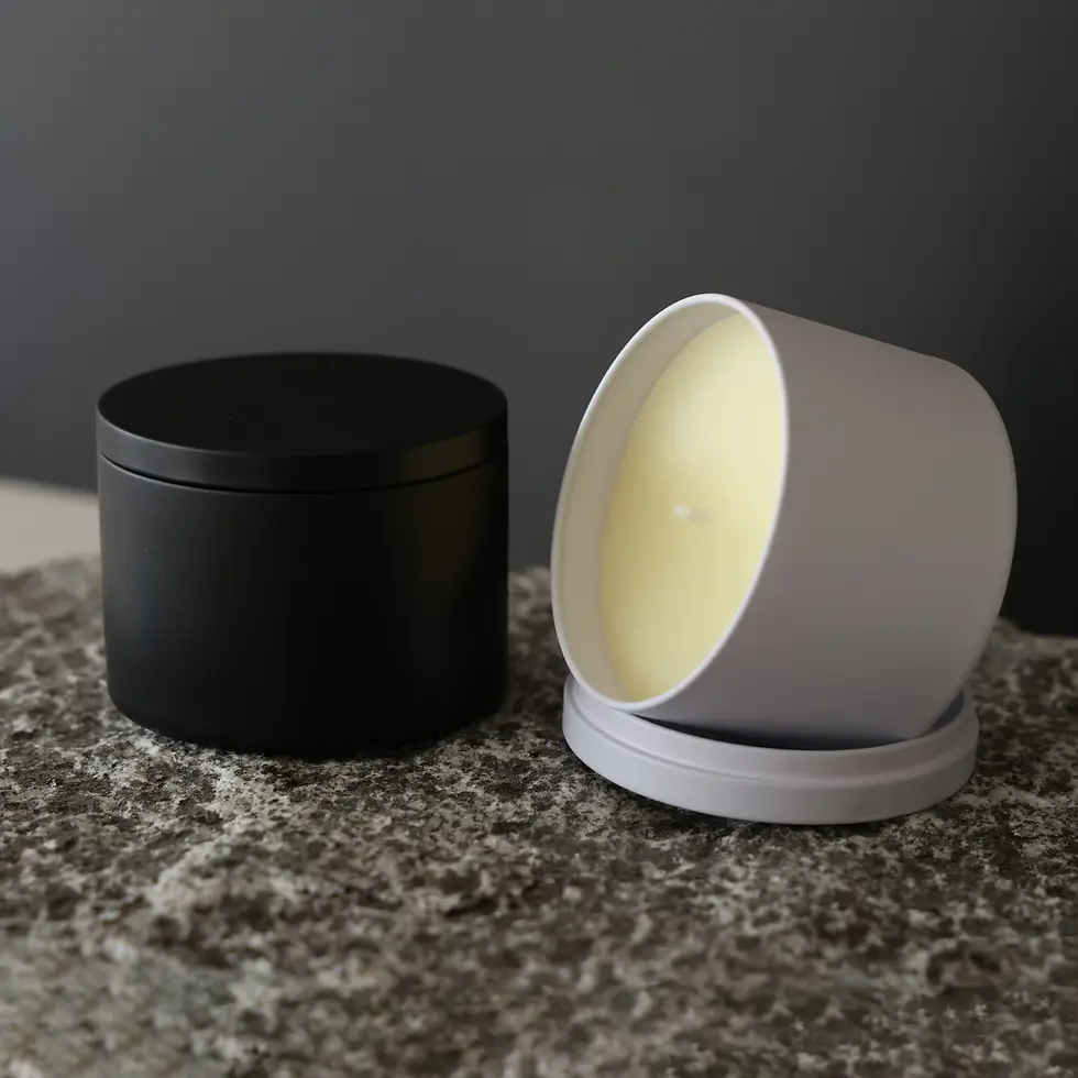 Candela barattolo dritto Bianco-Nero 001