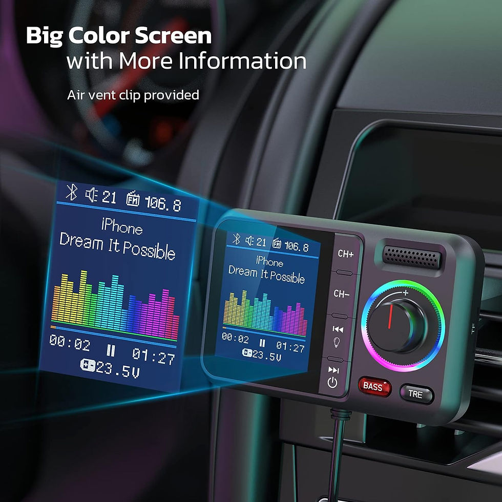 Thumbnail: Wireless FM Transmitter With Big Color Screen, Dual USB Car AUX MP3 Player