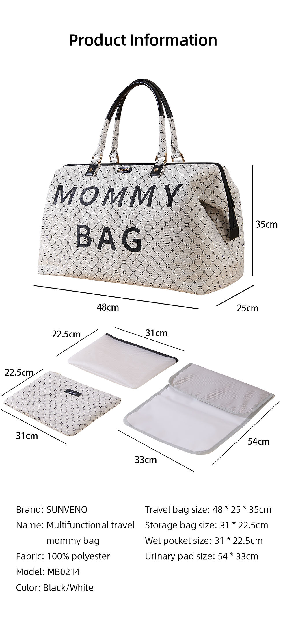 Thumbnail: Mommy bag  4-in-1 Diaper Bag Backpack, Childhome bag 48L Large 