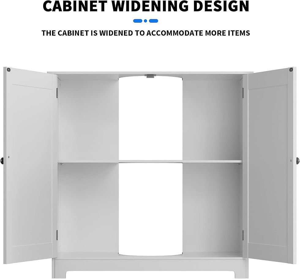 Thumbnail: White Under-Sink Bathroom Cabinet, Freestanding Tall Storage With Double Doors