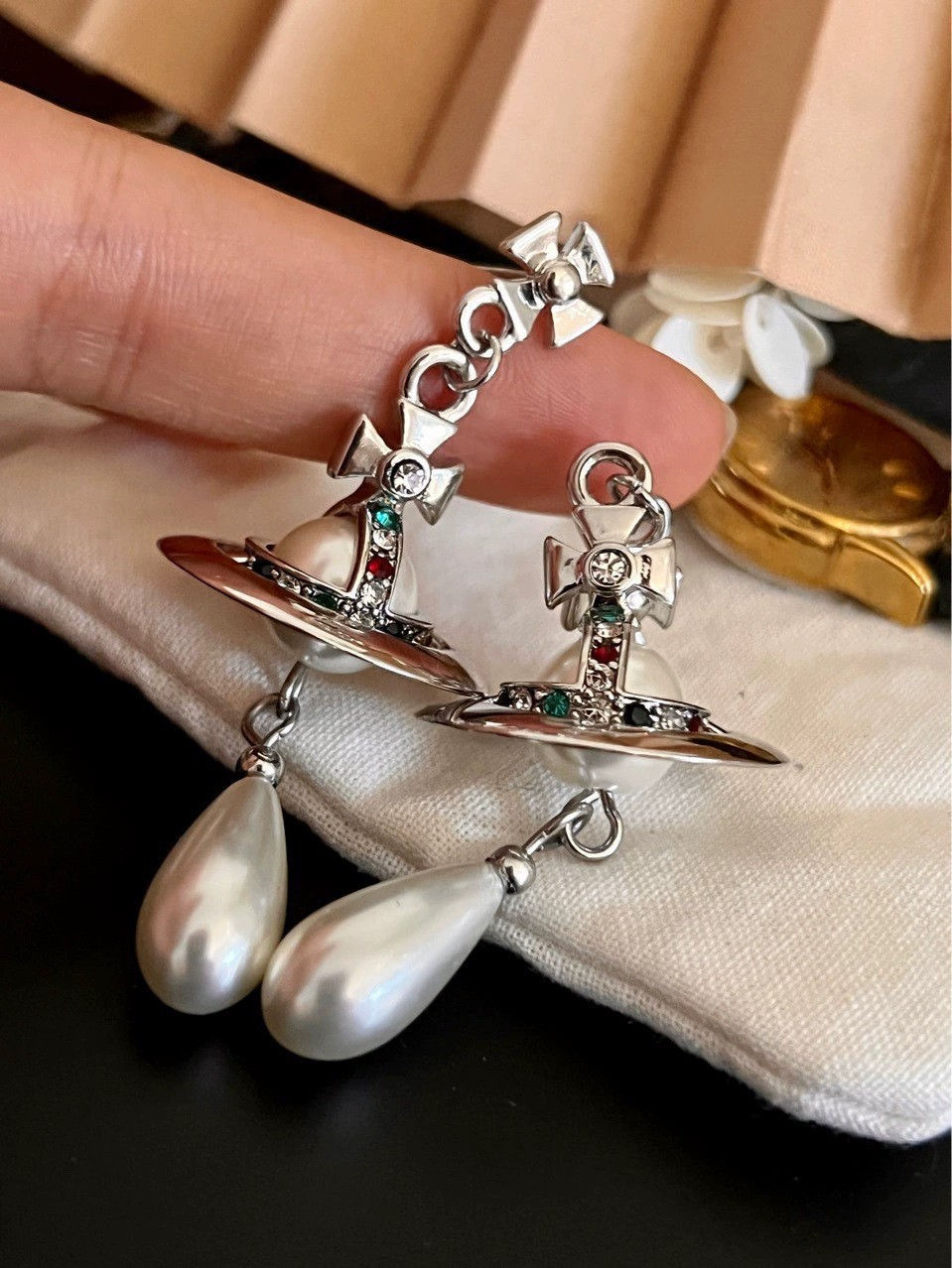 Thumbnail:  Saturn Earrings Gold and Silver Water Drop  Earrings 