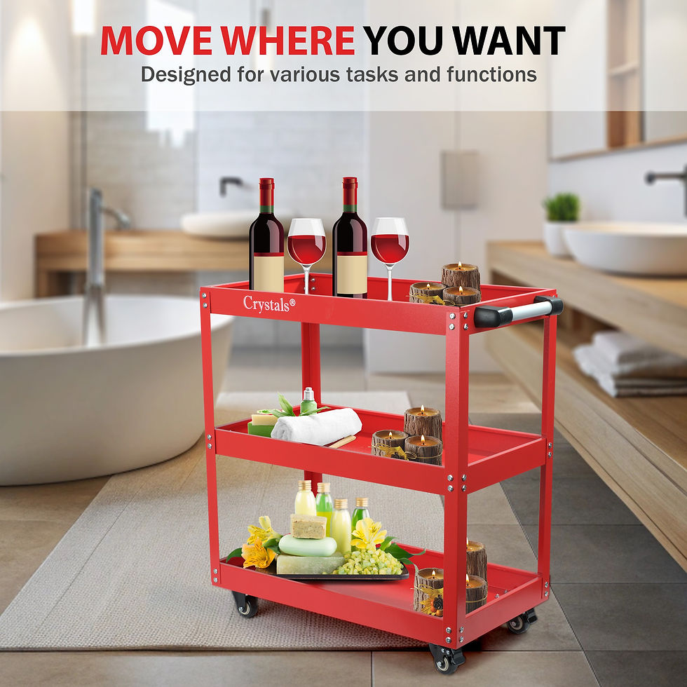 Thumbnail: 3-Tier Tool Trolley Cart — Heavy-Duty Storage with Rolling Wheels