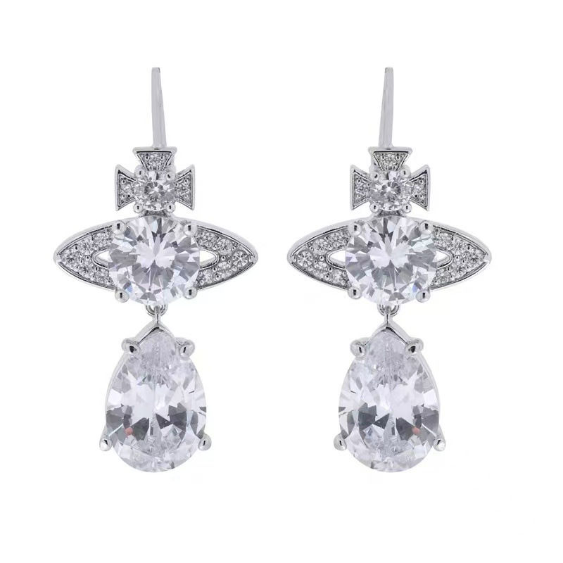 Thumbnail: Mermaid Tears Full Diamond Pendant Drop Earrings