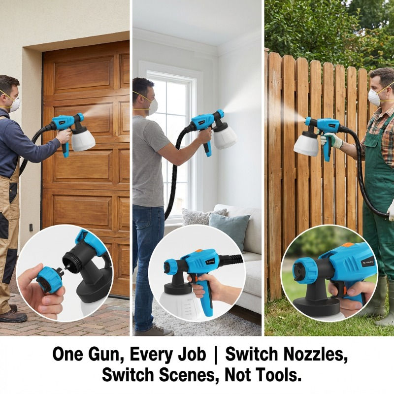 Thumbnail: TSS HVLP Paint Sprayer 800W — Split Body With Strap, 3 Nozzles, 1200ml/min