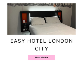 Easy hotel london city wheelchair accessible bedroom with black and orange london skyline drawing