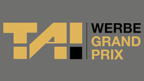 Das edle, farblich in Grau und Gold dezente Logo des T.A.I. Werbe Grand Prix.