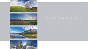 Titelseite mit den Motiven Frühling, Sommer, Herbst und Winter auf Weiss Silber Hintergrund