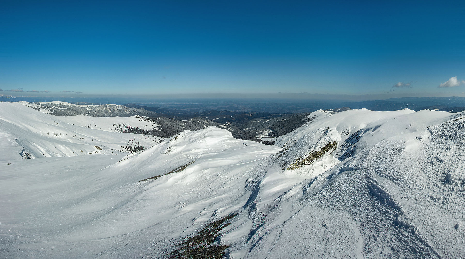 Das Große Kar in Kärnten. Eine Winterlandschaft mit Blick Richtung Norden