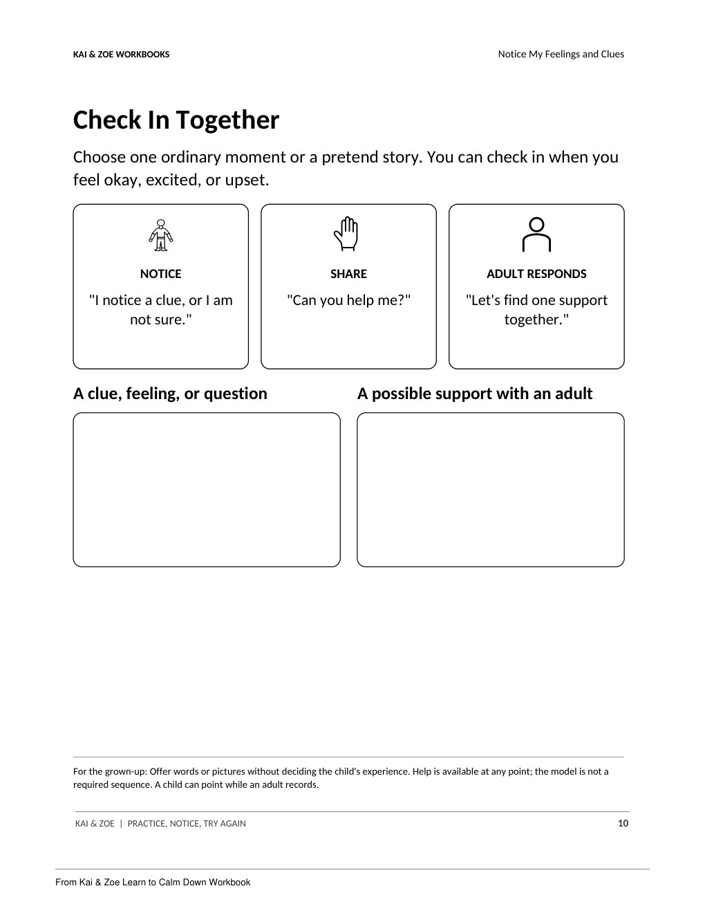 Actual free black-and-white SEL activity page: Check In Together