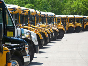 Buses lined up after school.