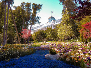 The secret garden outside of the Grand Hotel on Mackinac Island.