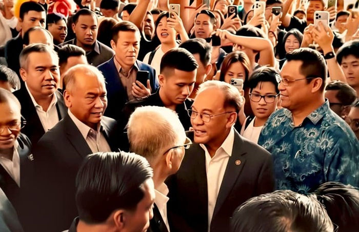 Lai (berbaju batik biru) pada hari lawatan