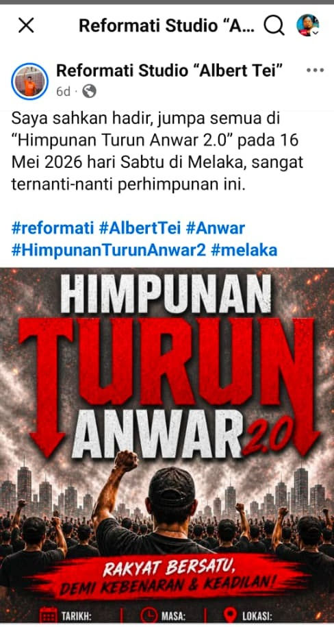 Salah satu hebahan ke arah himpunan di Melaka