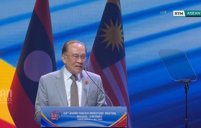 PM Anwar berucap merasmikan Mesyuarat Menteri-Menteri Luar ASEAN ke-58 (AMM-58)