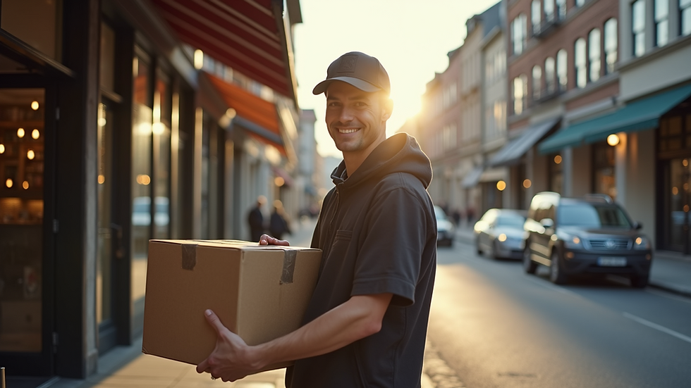 Eye-level view of a delivery person at a venue