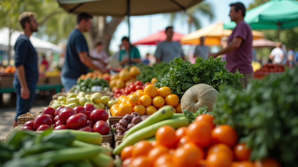 High angle view of a vibrant local farmer's market in Pensacola