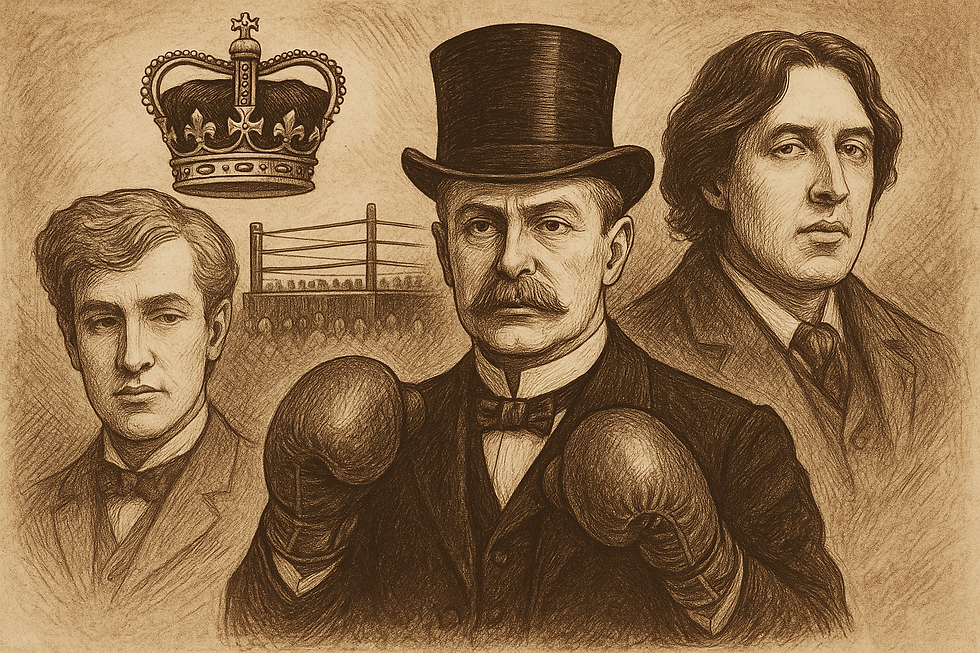 Oscar Wilde and Lord Alfred “Bosie” Douglas alongside the 9th Marquis of Queensberry