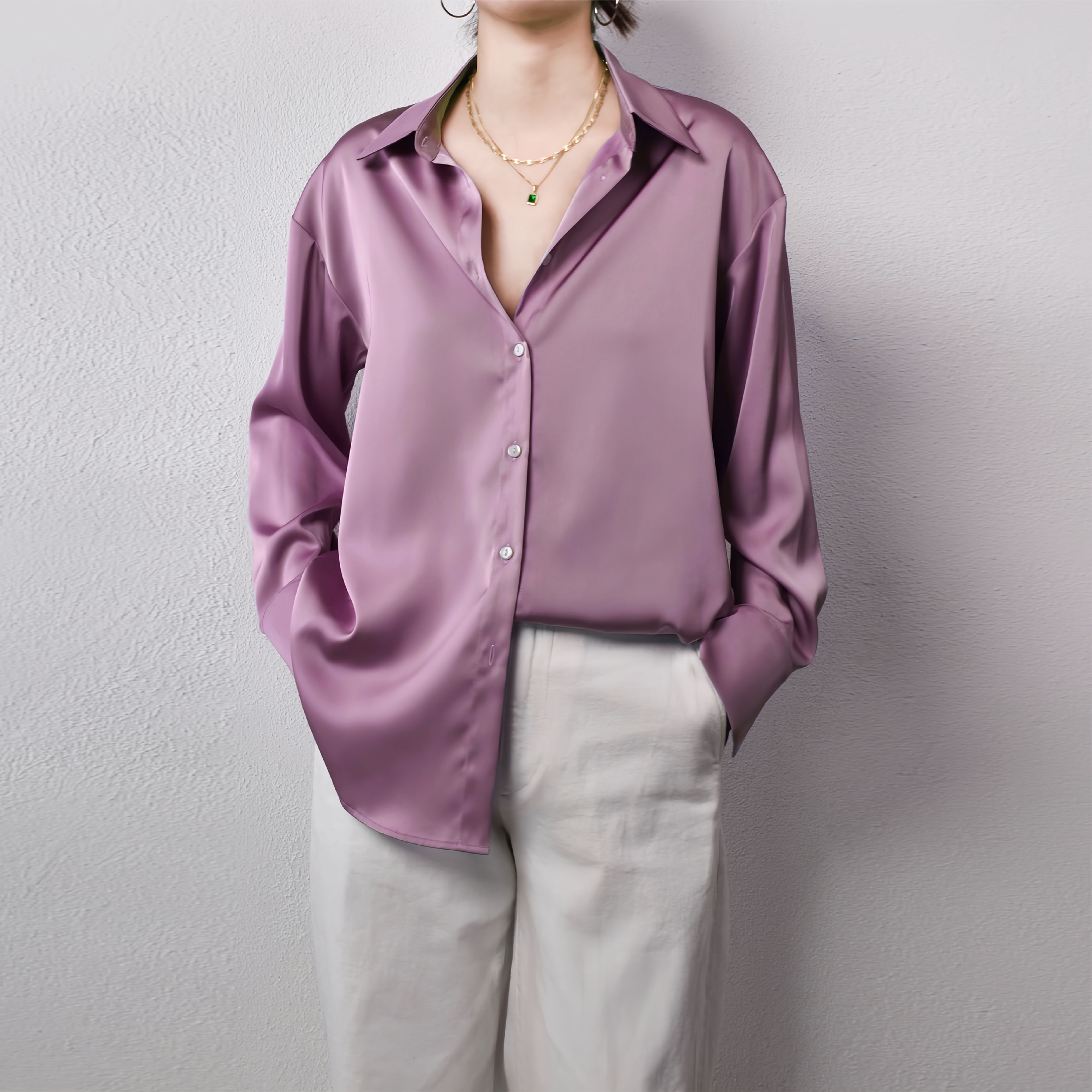 Korean Office Lady Trend Casual Shirt Elegant Blouses For Women Satin Multicolor