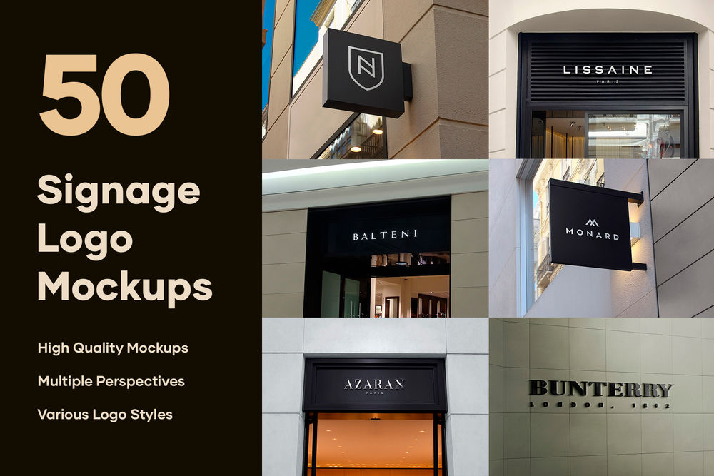 Download 50 Signs Facade Logo Mockups V2