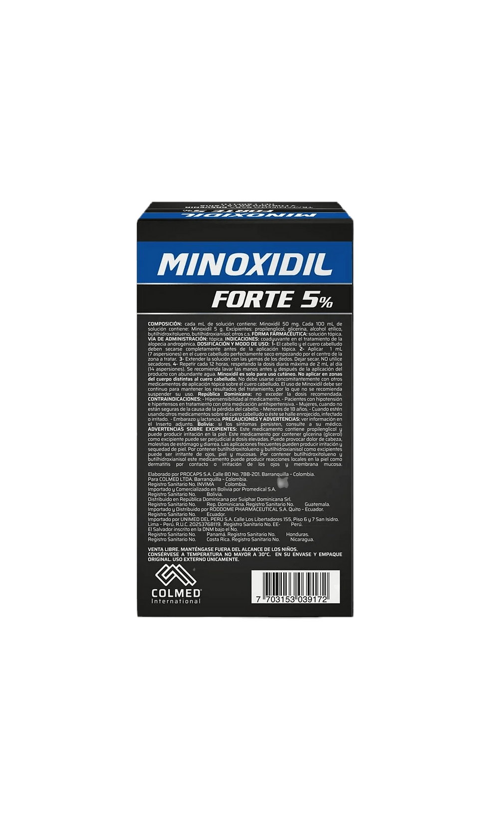 Thumbnail: Close-up of Colmed Minoxidil 5% formula enriched with nutrients