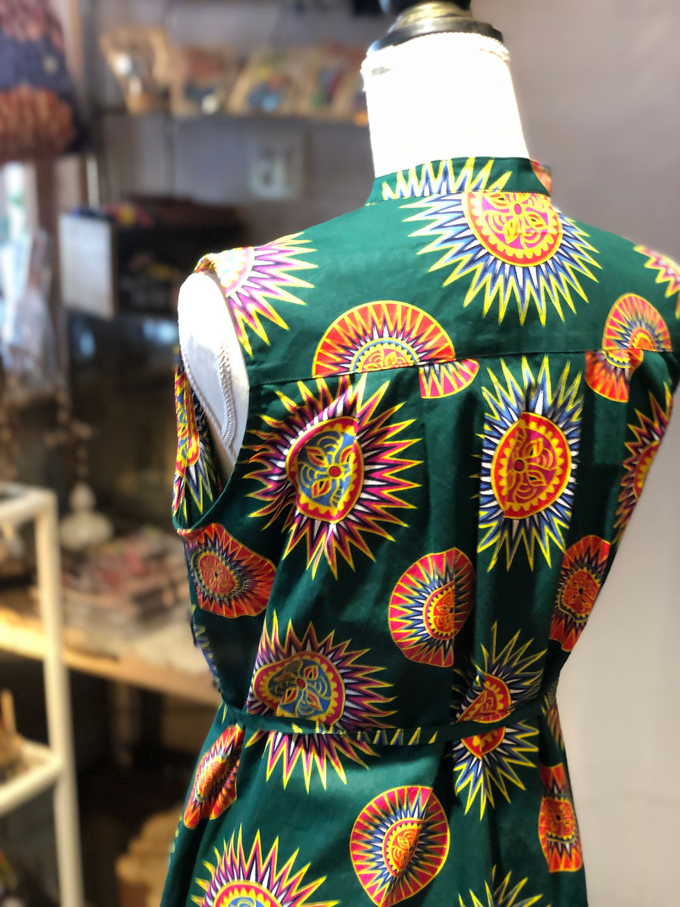 サムネイル： LADIES ピンタックノースリーブシャツワンピース　Free size -Green