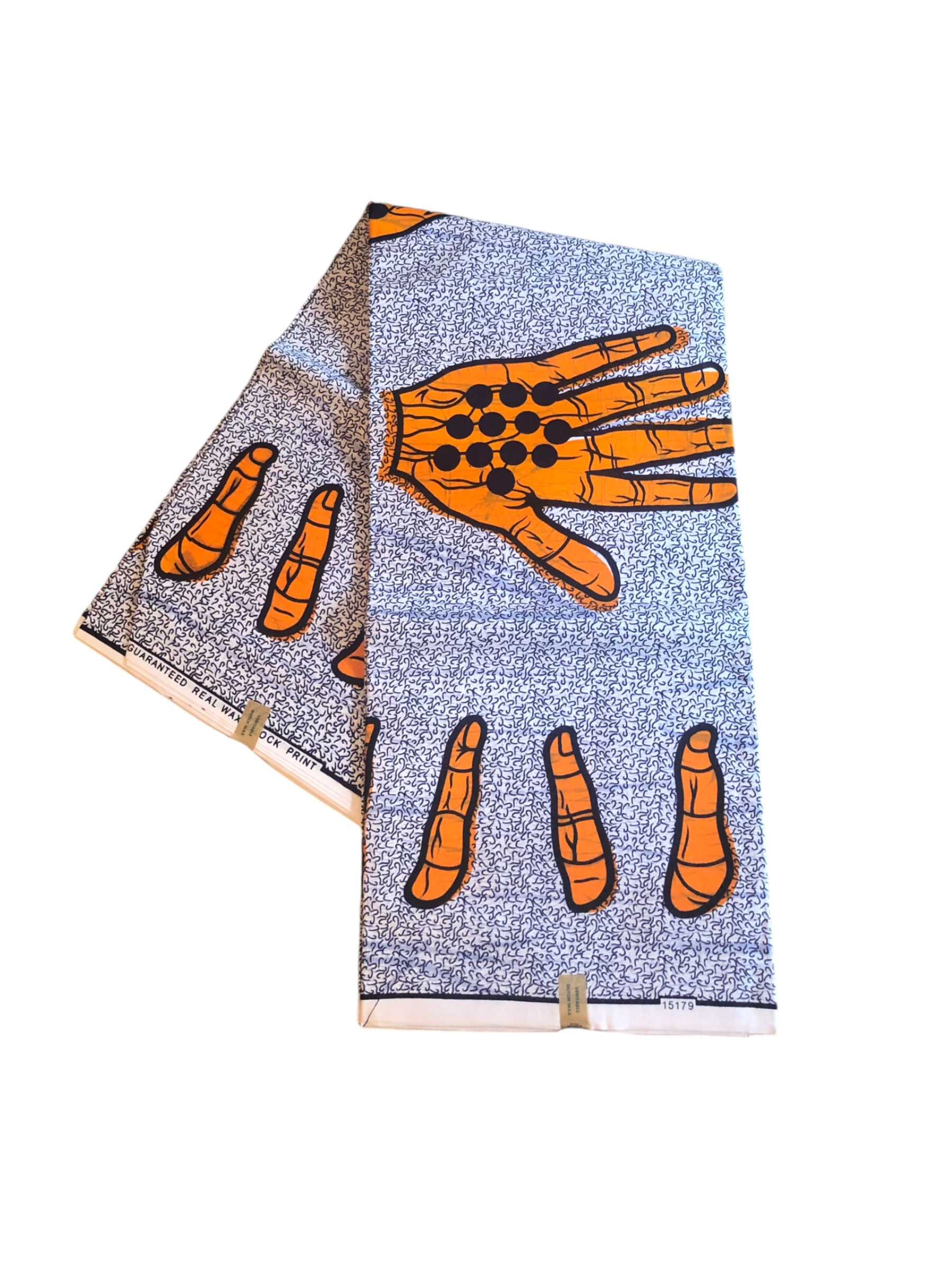 African Fabric - アフリカンファブリック 6yards 白地×ハンド