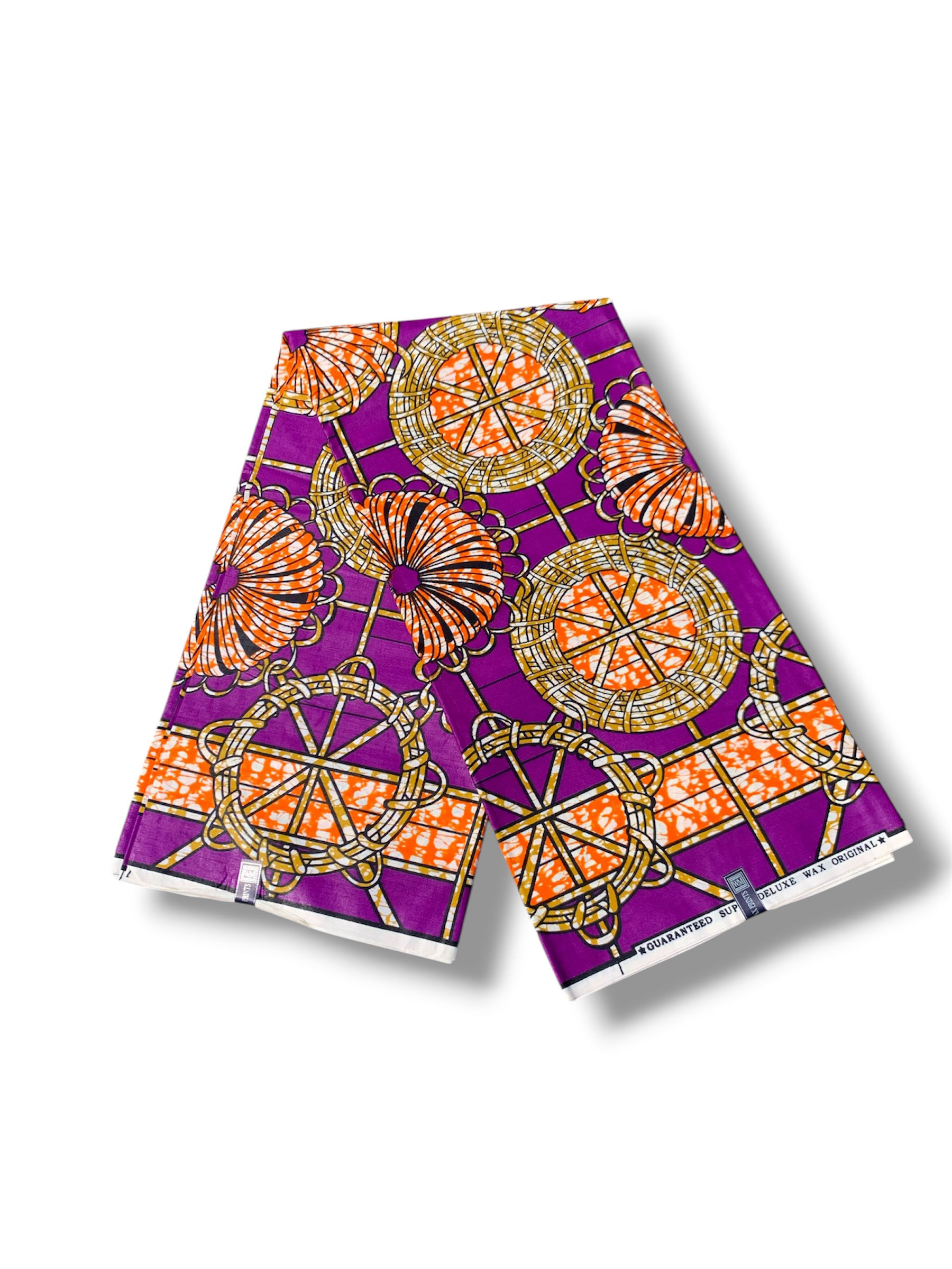 African Fabric - アフリカンファブリック 6yards  パープルオレンジ綱モチーフ