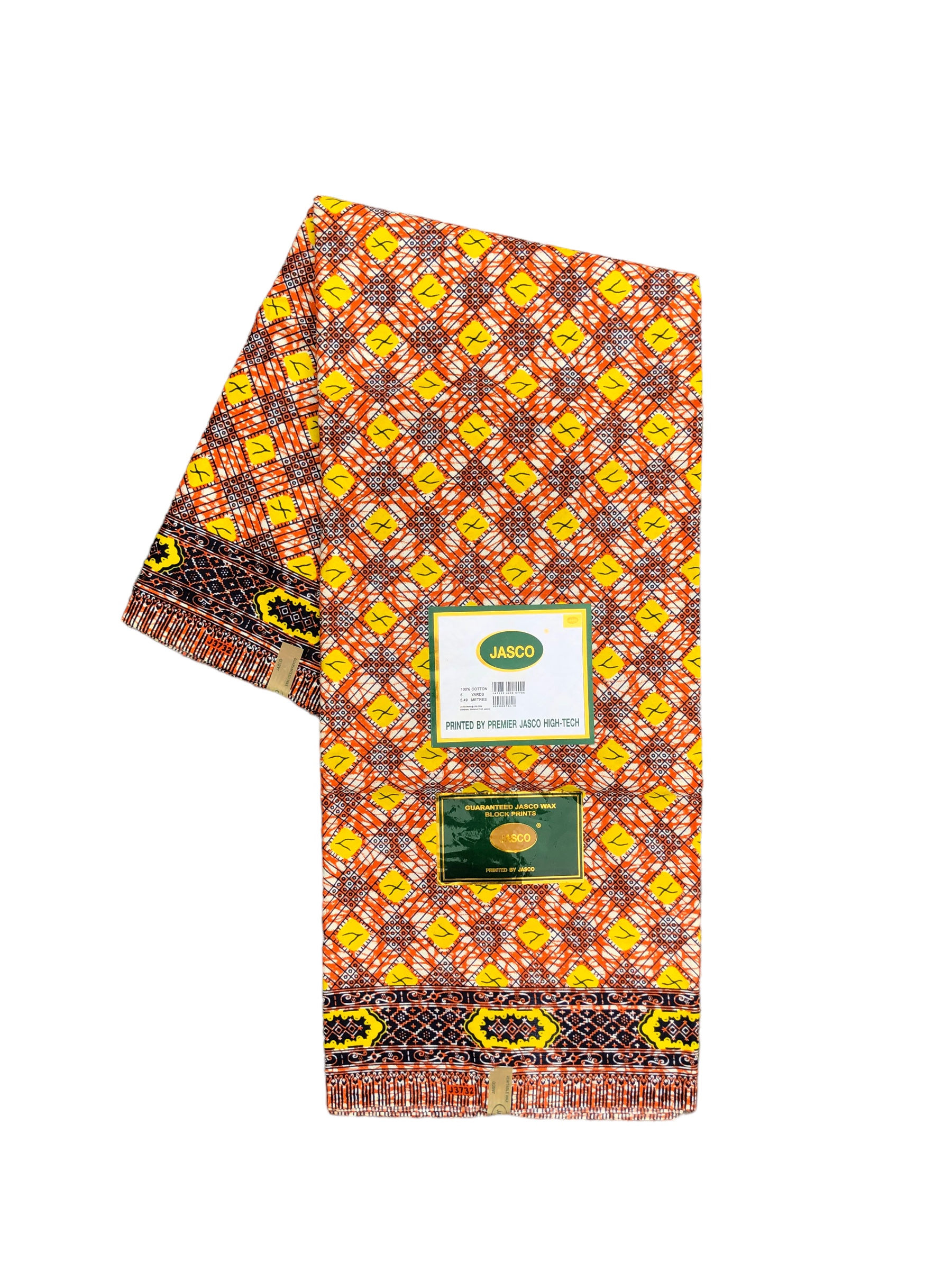 African Fabric アフリカンファブリック 6yards オレンジ×エスニック