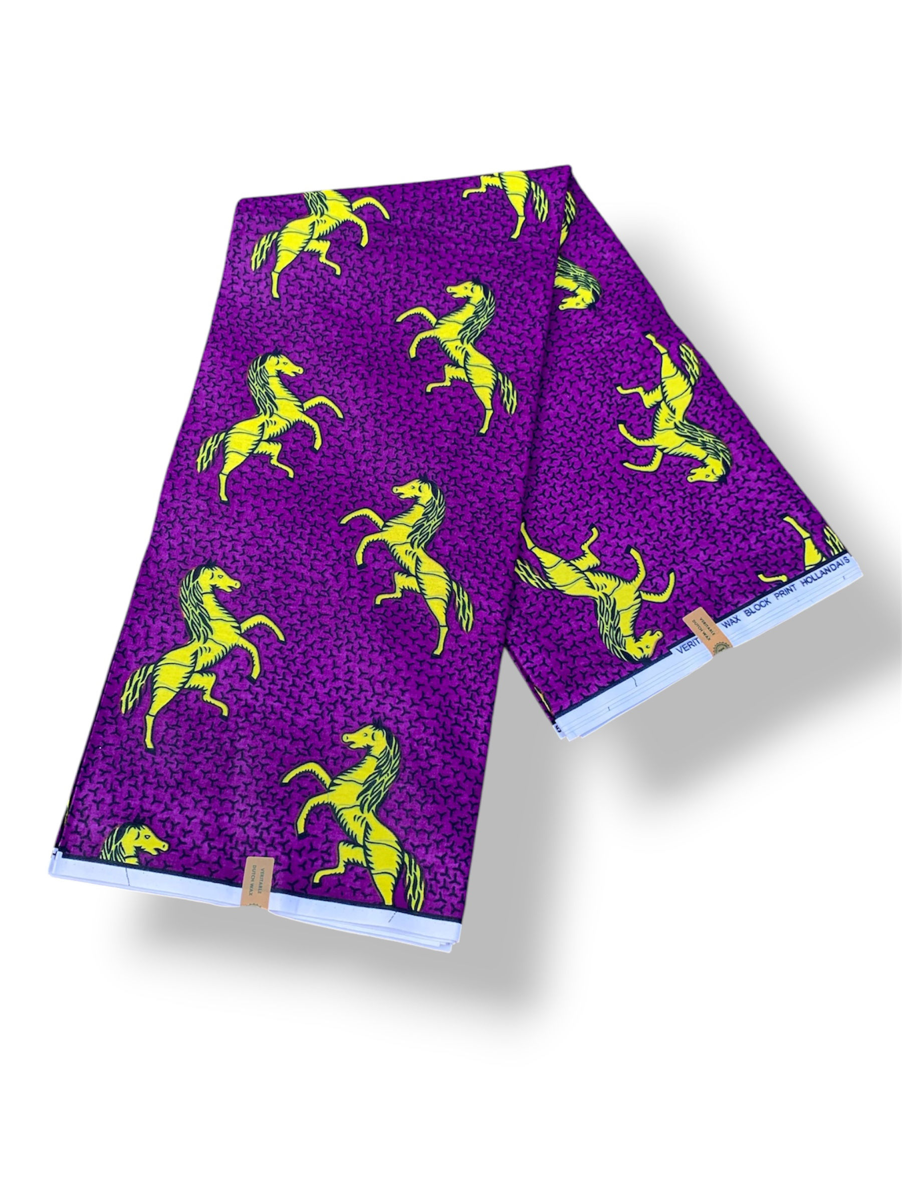 African Fabric - アフリカンファブリック 6yards ホース 紫×黄色