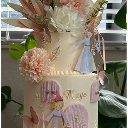 Two-tier fairy princess kids birthday cake for Maya