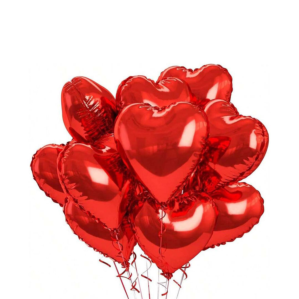 Red heart-shaped balloons, perfect for romantic celebrations, isolated on white background.