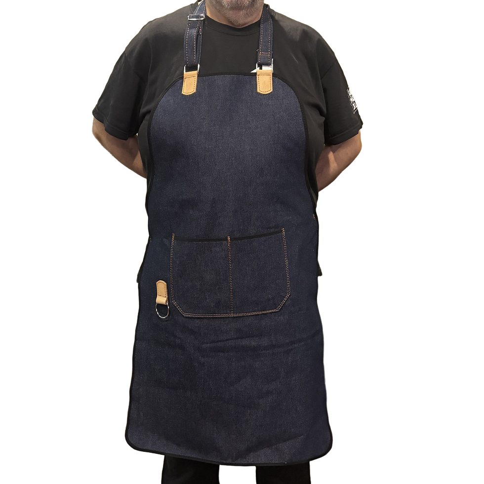 👨🍳Delantal de Jean con Detalles en Cuero